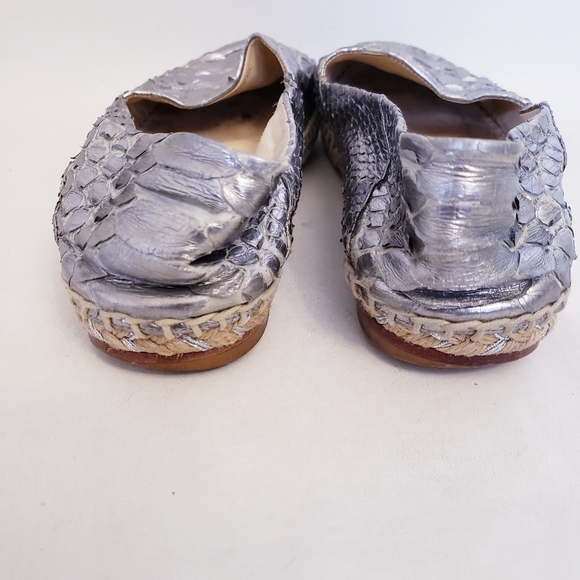 Alexandre Birman Silver Python Flat Espadrilles, Size 36 1/2 - Picture 7 of 10